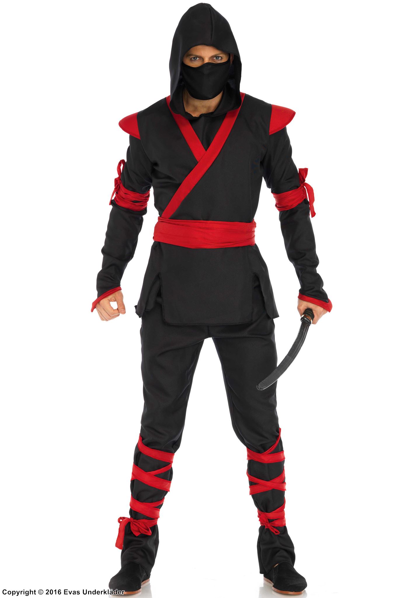 Ninja, costume top and pants, hood